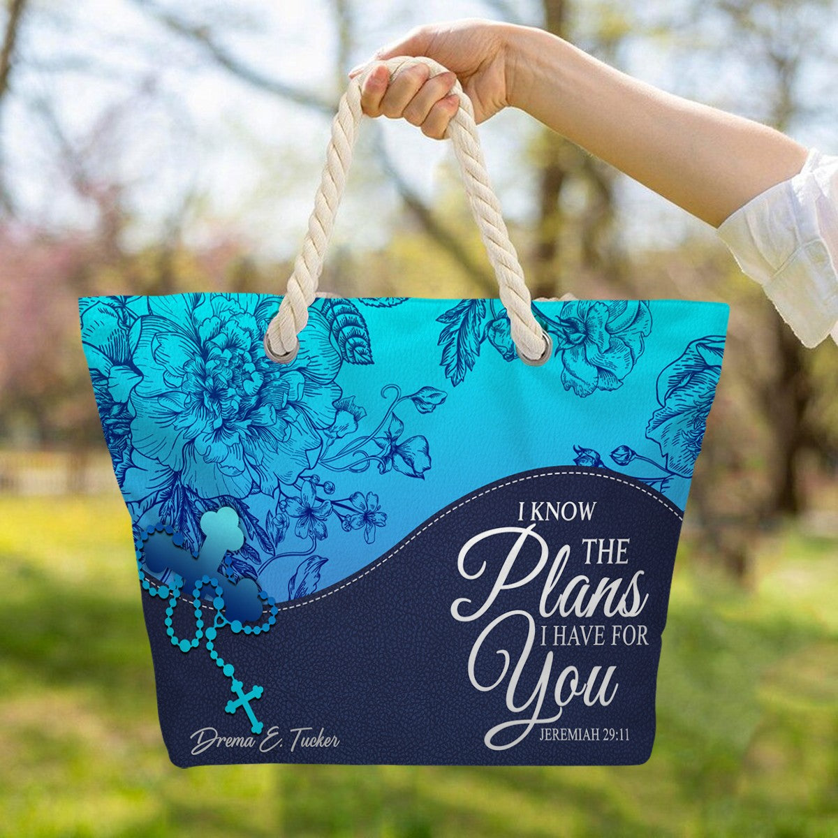 Christian Personalized Hemp Rope Beach Bag – Bible Verse Tote for Women | CHRISTIANARTBAG Faith Beach Bag Gift