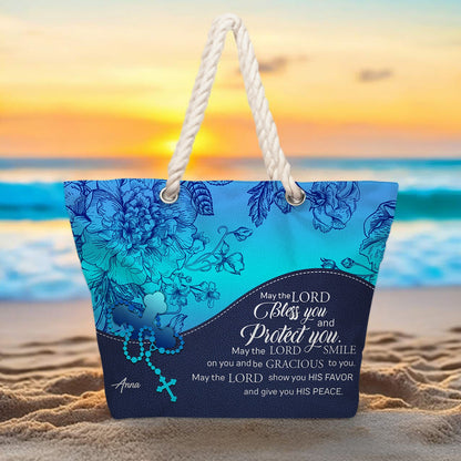 Christian Personalized Hemp Rope Beach Bag – Bible Verse Tote for Women | CHRISTIANARTBAG Faith Beach Bag Gift