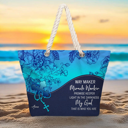 Christian Personalized Hemp Rope Beach Bag – Bible Verse Tote for Women | CHRISTIANARTBAG Faith Beach Bag Gift