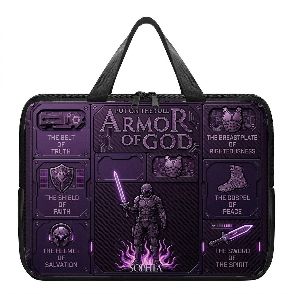 Personalized Laptop Bag by CHRISTIANARTBAG | Armor of God Custom Name Tech Case | Custom Color Christian Computer Sleeve Protective Cover for Men & Women CAB0162526