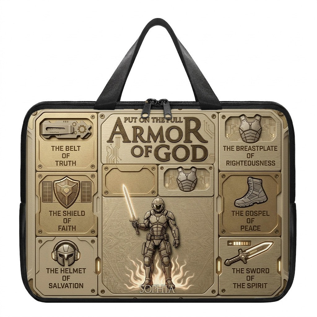 Personalized Laptop Bag by CHRISTIANARTBAG | Armor of God Custom Name Tech Case | Custom Color Christian Computer Sleeve Protective Cover for Men & Women CAB0162526