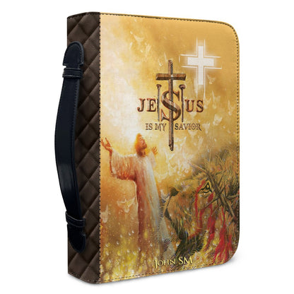 CHRISTIANARTBAG Personalized Bible Cover - Jesus Is My Savior Lion Design - Custom Leather Bible Case