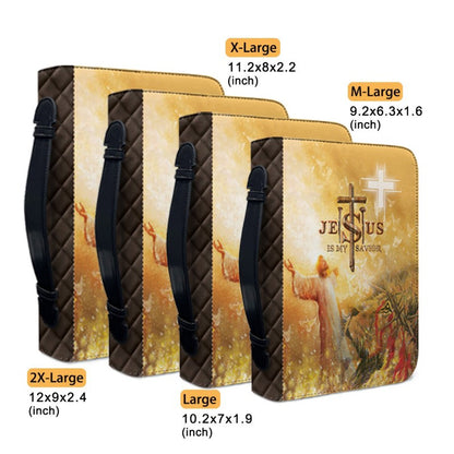 CHRISTIANARTBAG Personalized Bible Cover - Jesus Is My Savior Lion Design - Custom Leather Bible Case