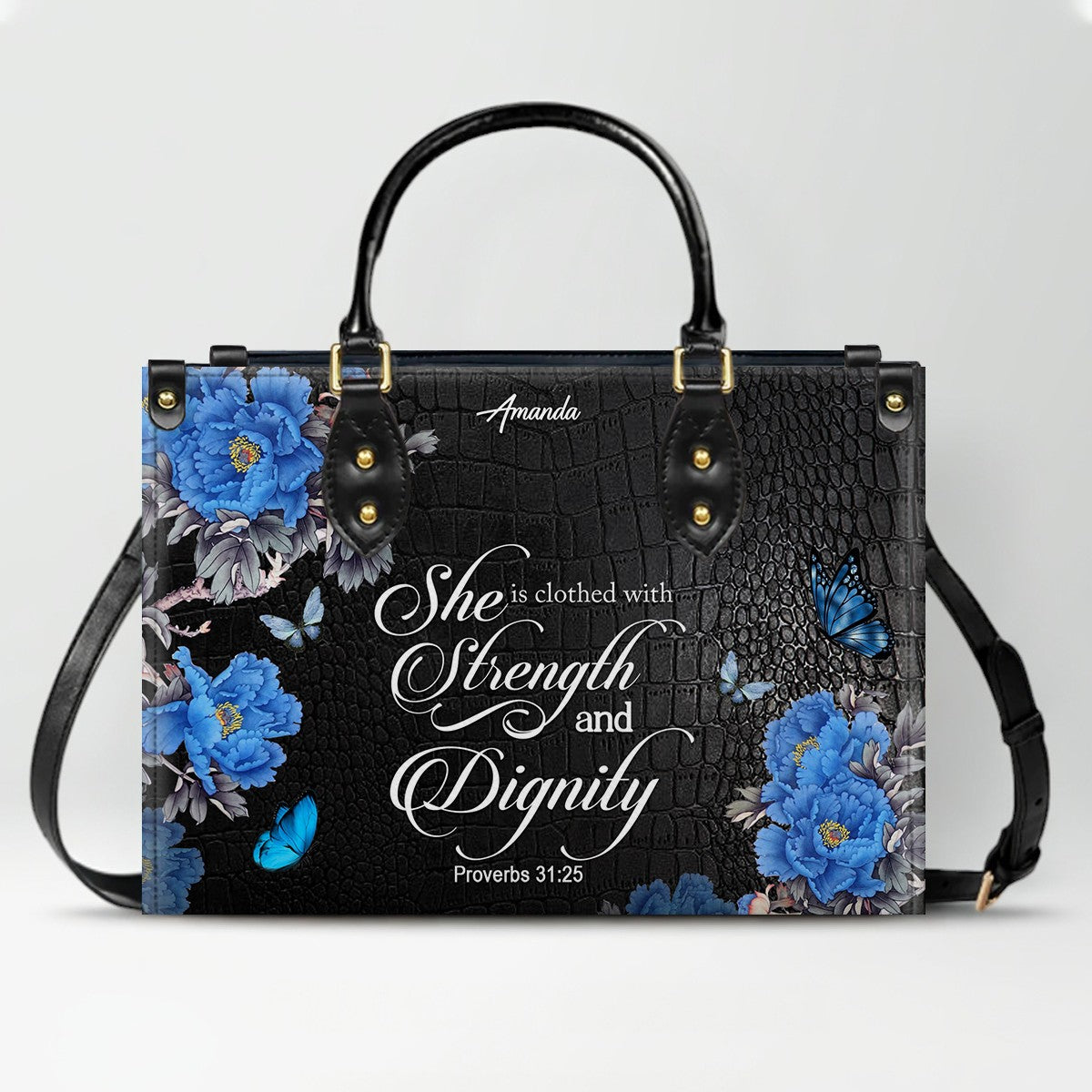 Personalized Christian Leather Handbag & Long Wallet Set – Christian Bible Verse Bag | CHRISTIANARTBAG CAB01012326