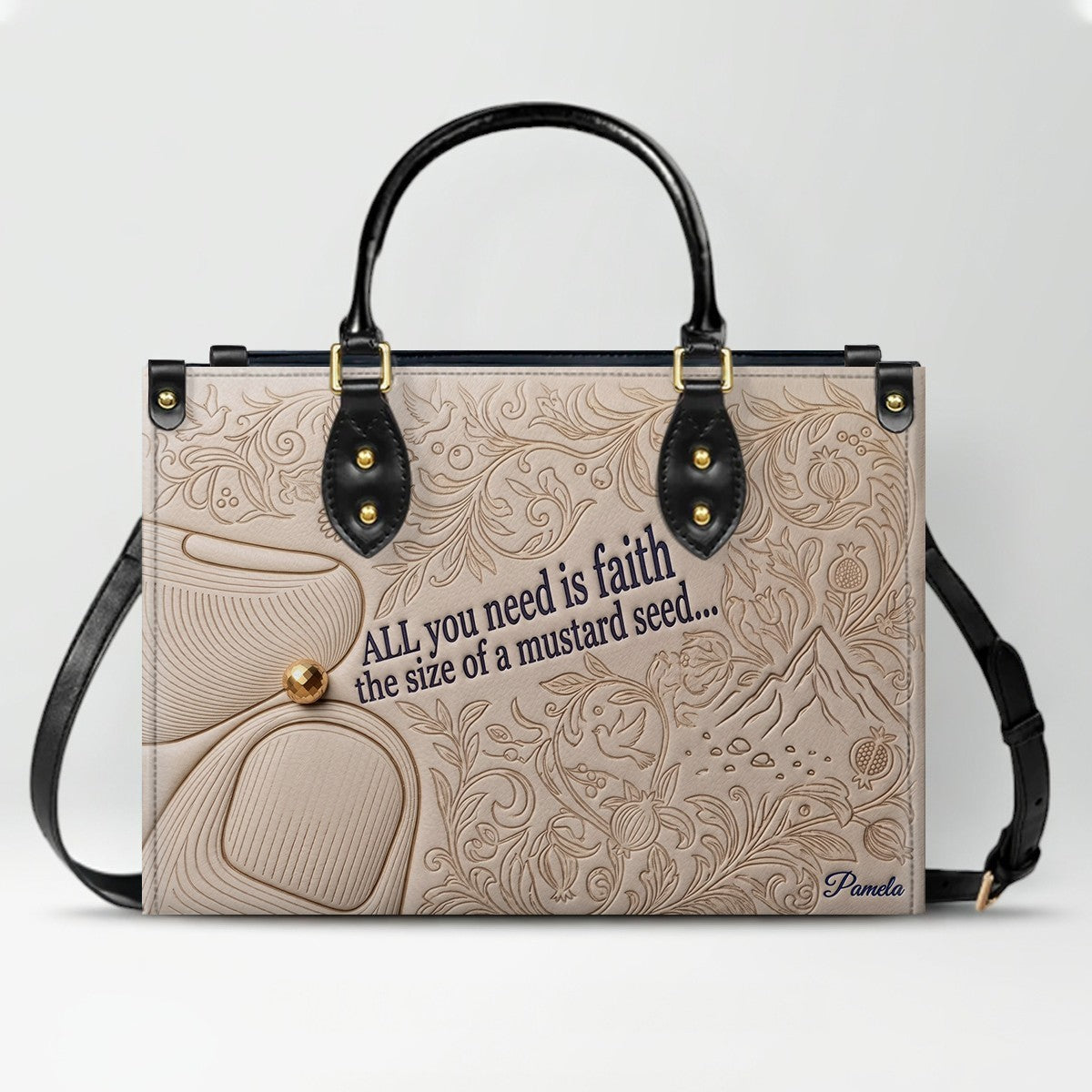 Personalized Leather Handbag "Faith as a Mustard Seed" | CHRISTIANARTBAG 02080526