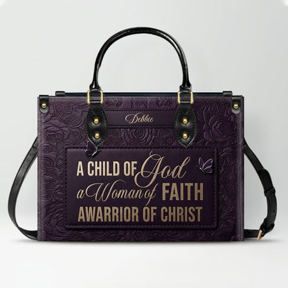 Personalized A Child Of God Leather Handbag | CHRISTIANARTBAG 01080426