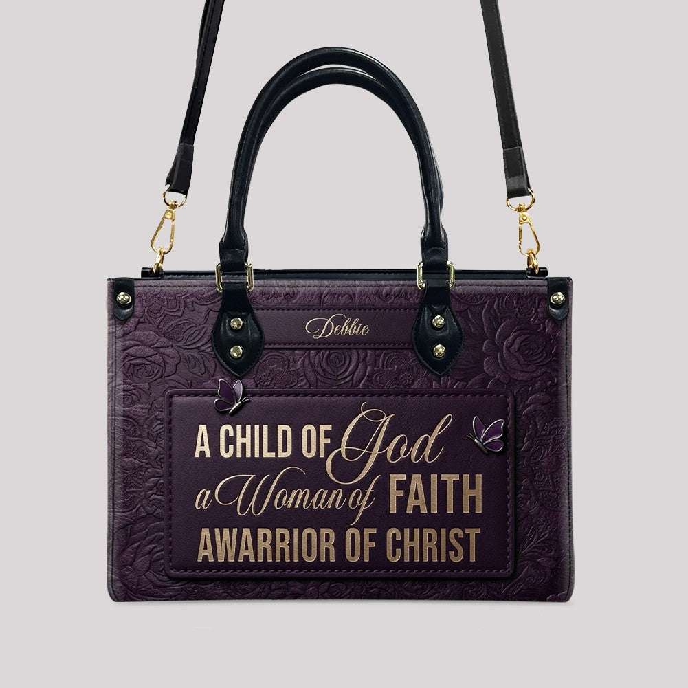 Personalized A Child Of God Leather Handbag | CHRISTIANARTBAG 01080426