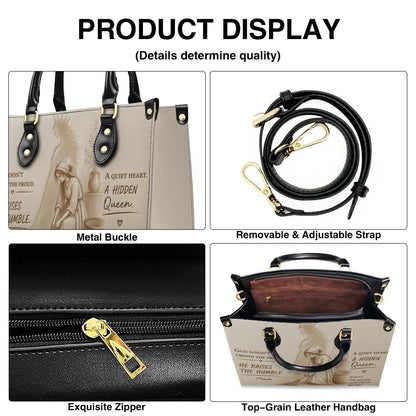 Personalized Christian Leather Handbag - Custom Name "He Raises The Humble" Faith Purse | CHRISTIANARTBAG 03080526