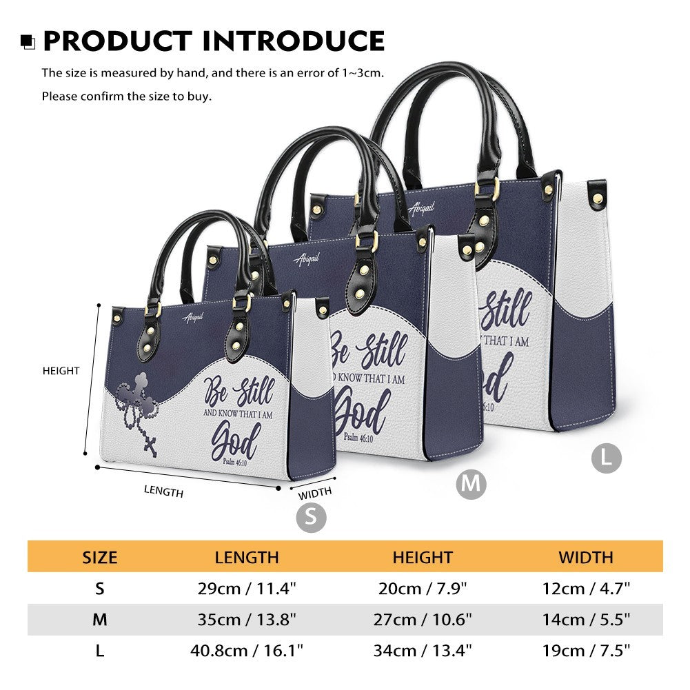 Personalized "Be Still & Know I Am God" Leather Handbag - Custom Name Christian Tote Bag Gift for Women