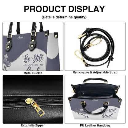 Personalized "Be Still & Know I Am God" Leather Handbag - Custom Name Christian Tote Bag Gift for Women
