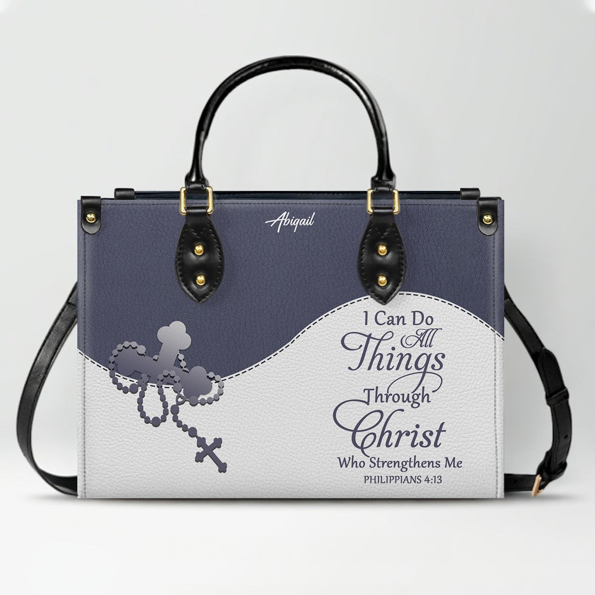 Personalized "Be Still & Know I Am God" Leather Handbag - Custom Name Christian Tote Bag Gift for Women