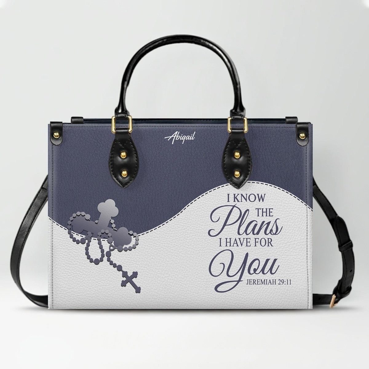 Personalized "Be Still & Know I Am God" Leather Handbag - Custom Name Christian Tote Bag Gift for Women