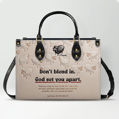 Personalized Christian Leather Handbag - Custom Name "God Set You Apart" Tote Bag | CHRISTIANARTBAG 04080526