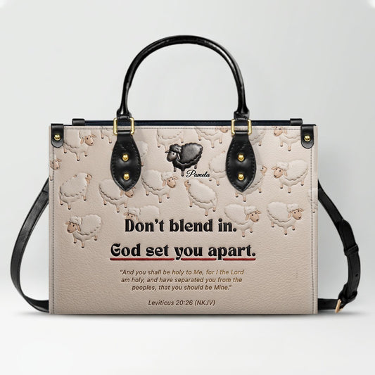Personalized Christian Leather Handbag - Custom Name "God Set You Apart" Tote Bag | CHRISTIANARTBAG 04080526