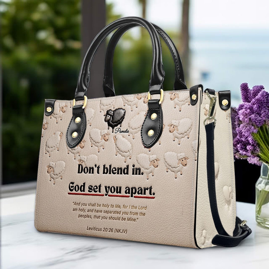 Personalized Christian Leather Handbag - Custom Name "God Set You Apart" Tote Bag | CHRISTIANARTBAG 04080526