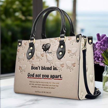 Personalized Christian Leather Handbag - Custom Name "God Set You Apart" Tote Bag | CHRISTIANARTBAG 04080526