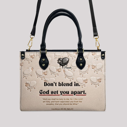 Personalized Christian Leather Handbag - Custom Name "God Set You Apart" Tote Bag | CHRISTIANARTBAG 04080526