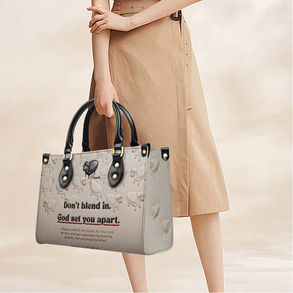Personalized Christian Leather Handbag - Custom Name "God Set You Apart" Tote Bag | CHRISTIANARTBAG 04080526