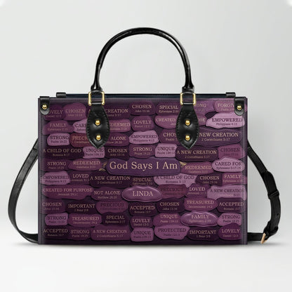 Personalized Leather Handbag - God Says I Am Christian Purse | CHRISTIANARTBAG 01080526