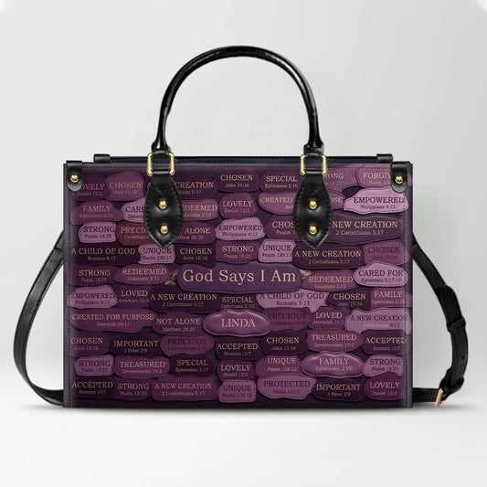 Personalized Leather Handbag - God Says I Am Christian Purse | CHRISTIANARTBAG 01080526