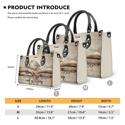 Personalized Christian Leather Handbag – “Give It To God and Go To Sleep” Faith Tote | Custom Name Purse by CHRISTIANARTBAG