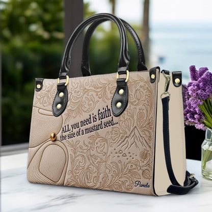 Personalized Leather Handbag "Faith as a Mustard Seed" | CHRISTIANARTBAG 02080526