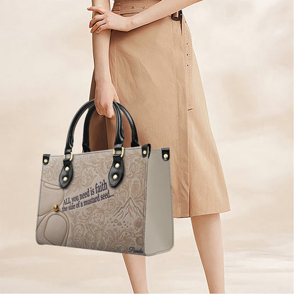Personalized Leather Handbag "Faith as a Mustard Seed" | CHRISTIANARTBAG 02080526