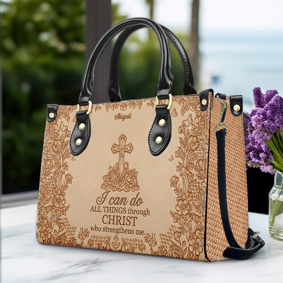 Personalized Leather Handbag with Custom Bible Verse | Meaningful Christian Gift for Her | CHRISTIANARTBAG 01071726