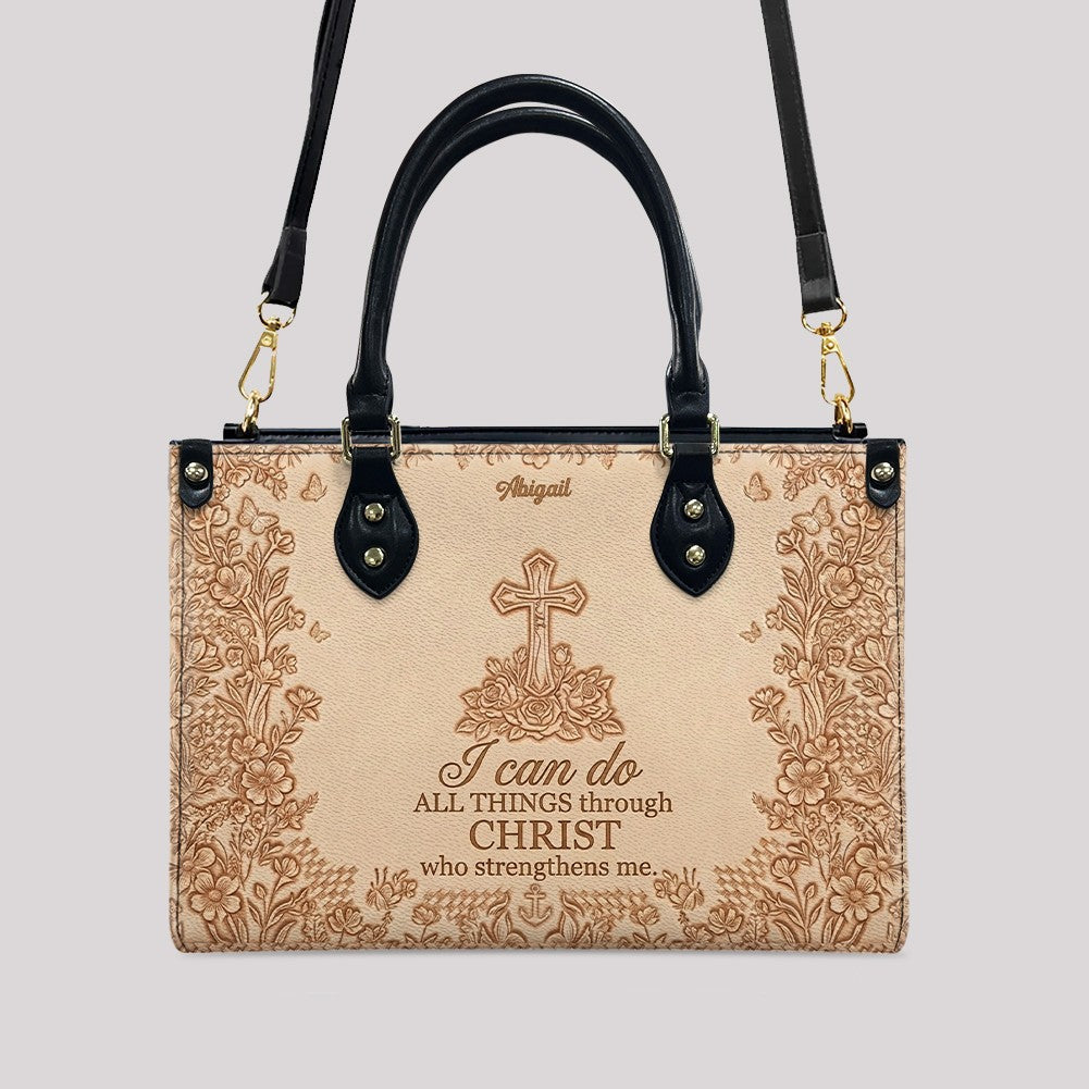 Personalized Leather Handbag with Custom Bible Verse | Meaningful Christian Gift for Her | CHRISTIANARTBAG 01071726