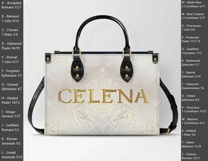 Personalized Leather Handbag with Custom Bible Verse Name Meaning – CHRISTIANARTBAG Unique Christian Gift for Women - CAB011526