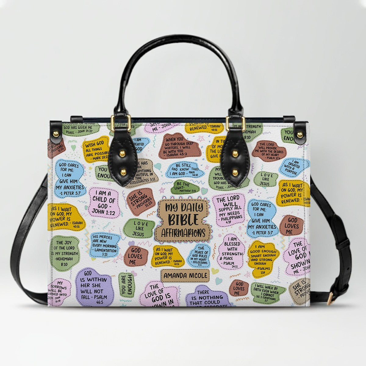 Christianartbag Handbags, My Daily Bible Affirmations Leather Bags, Personalized Bags, Gifts for Women, Christmas Gift, CABLTB01121525