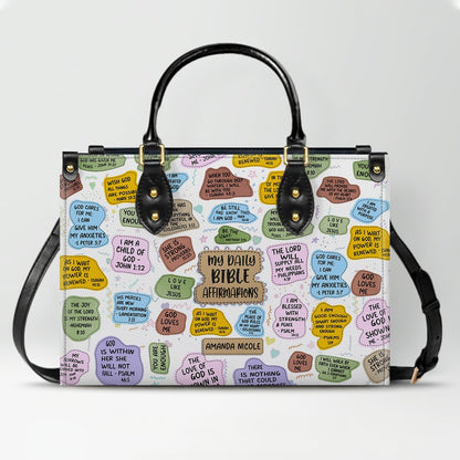 Christianartbag Handbags, My Daily Bible Affirmations Leather Bags, Personalized Bags, Gifts for Women, Christmas Gift, CABLTB01121525