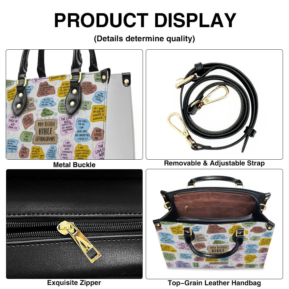 Christianartbag Handbags, My Daily Bible Affirmations Leather Bags, Personalized Bags, Gifts for Women, Christmas Gift, CABLTB01121525