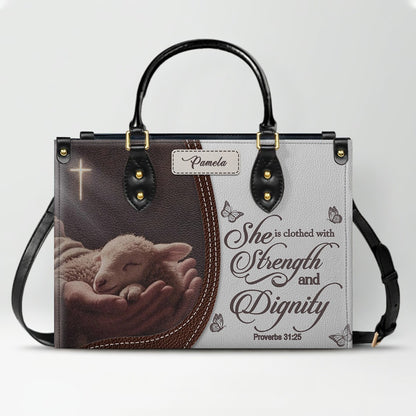 Personalized Christian Leather Handbag with Bible Verse – Faith-Inspired Gift for Women