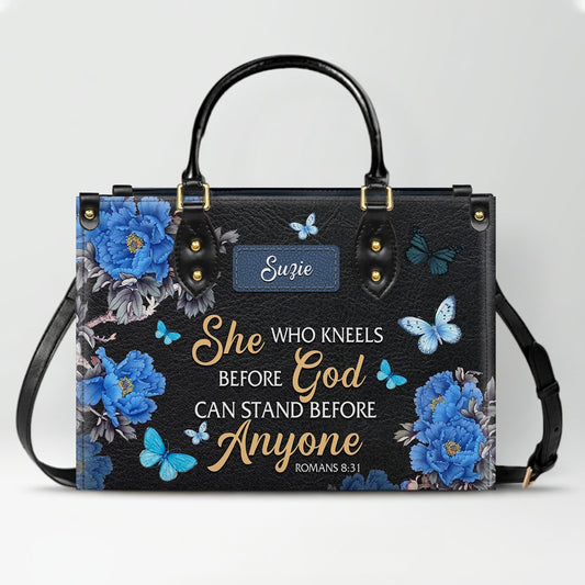 Christianartbag Handbags, She Who Kneels Before God Romans 8 31, Handbag Design, Monogram Leather Handbag, Gifts for Women, CABLTB01271223.