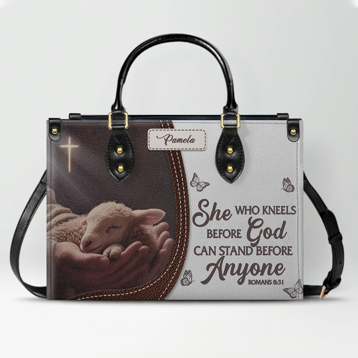 Personalized Christian Leather Handbag with Bible Verse – Faith-Inspired Gift for Women