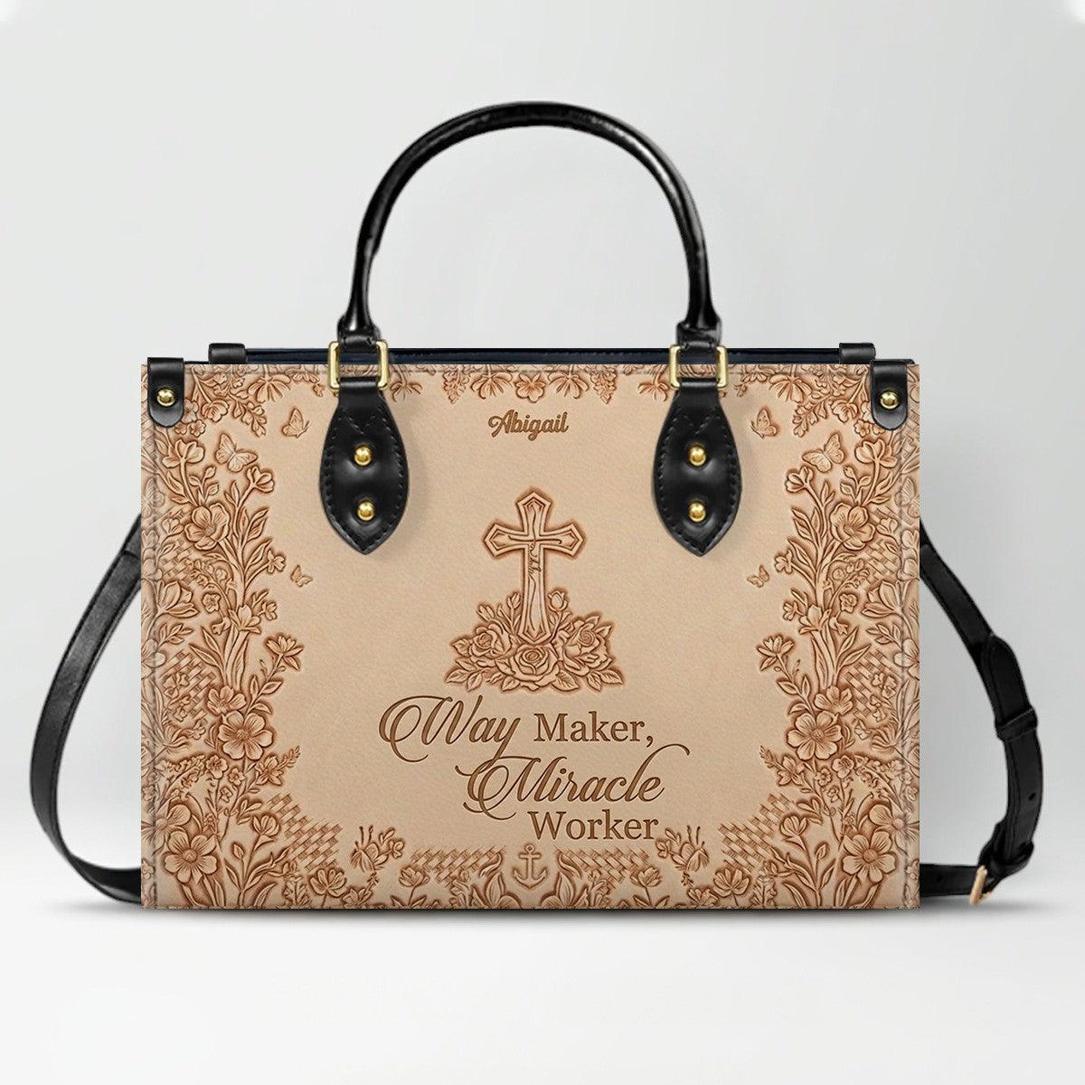 Personalized Leather Handbag with Custom Bible Verse | Meaningful Christian Gift for Her | CHRISTIANARTBAG 01071726