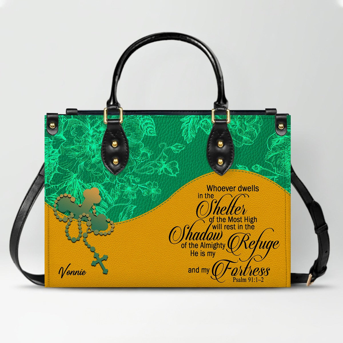 Personalized Leather Handbag with Bible Verses – Custom Color – Christian Tote Purse for Women | CHRISTIANARTBAG