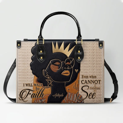 Personalized African American Woman of God Leather Handbag Custom Name Bible Verse Shoulder Bag | CHRISTIANARTBAG 02080726