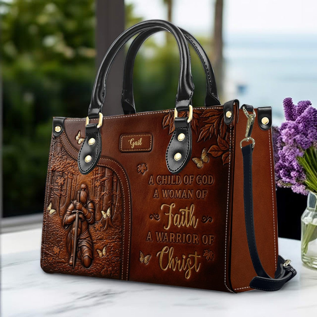 Woman of Faith Leather Handbag – Personalized Christian Warrior Design | CHRISTIANARTBAG 01071426
