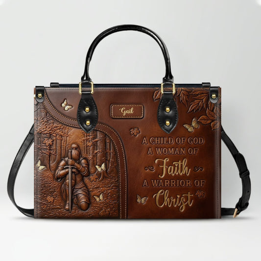 Woman of Faith Leather Handbag – Personalized Christian Warrior Design | CHRISTIANARTBAG 01071426