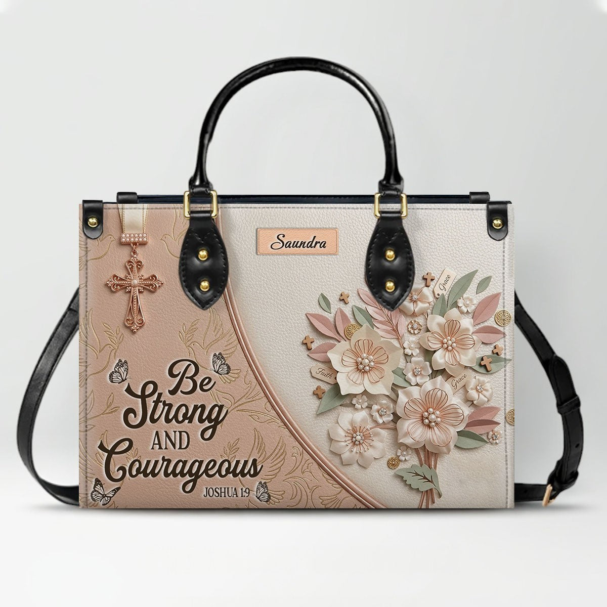 CHRISTIANARTBAG Personalized Leather Handbag and Wallet Set | Beige Custom Name Cross Purse & Long Wristlet Clutch CAB01061626