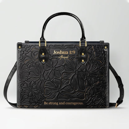 CHRISTIANARTBAG Personalized Leather Handbag - Custom Name & Bible Verse Floral Embossed Tote Bag for Women CAB01101726