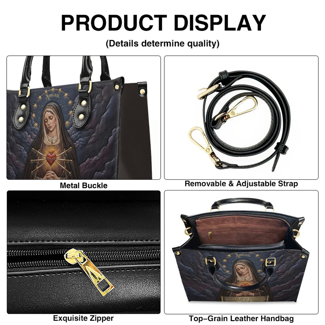 CHRISTIANARTBAG Personalized Catholic Leather Handbag - Custom Name & Bible Verse Virgin Mary Tote Bag CAB01101526