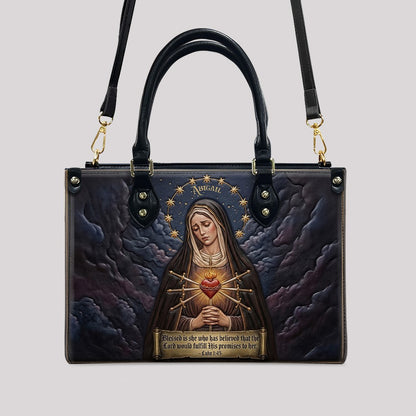CHRISTIANARTBAG Personalized Catholic Leather Handbag - Custom Name & Bible Verse Virgin Mary Tote Bag CAB01101526