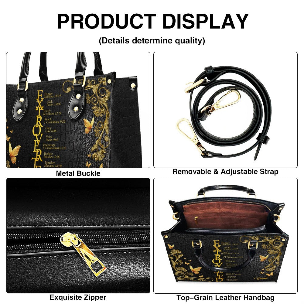 Personalized Leather Handbag by CHRISTIANARTBAG - EXTROVERTED | INTROVERT Biblical Acrostic Design - Custom Christian Gift for Women