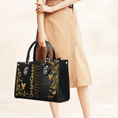 Personalized Leather Handbag by CHRISTIANARTBAG - EXTROVERTED | INTROVERT Biblical Acrostic Design - Custom Christian Gift for Women