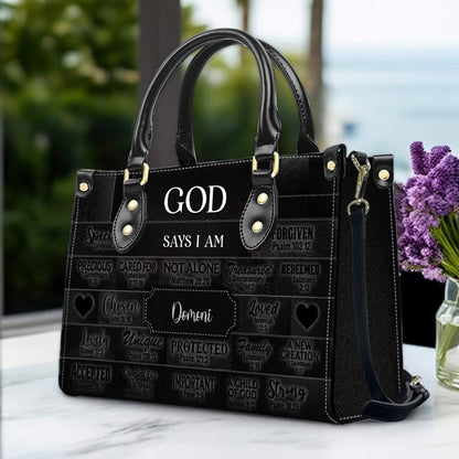 CHRISTIANARTBAG Personalized Faith Leather Tote - Custom Name Religious Leather Handbag - Christian Handbag.