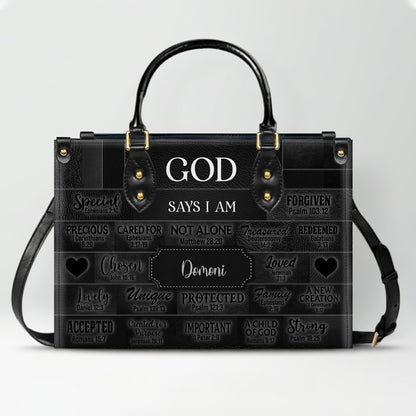 CHRISTIANARTBAG Personalized Faith Leather Tote - Custom Name Religious Leather Handbag - Christian Handbag.