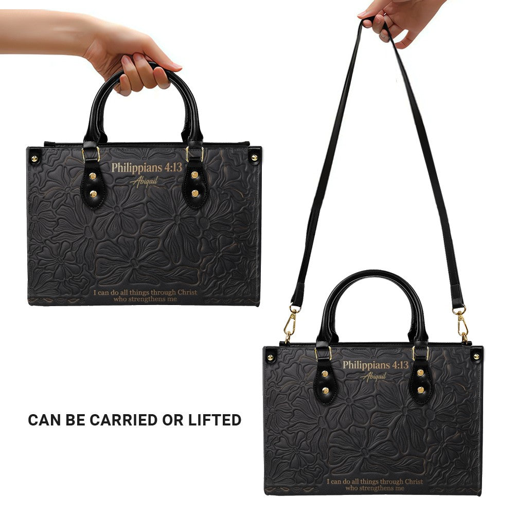 CHRISTIANARTBAG Personalized Leather Handbag - Custom Name & Bible Verse Floral Embossed Tote Bag for Women CAB01101726